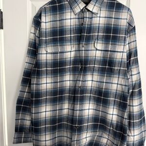 Banana Republic Navy and White Plaid Shirt